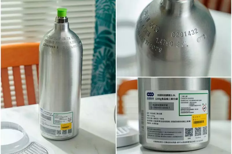 2L大容量鋼瓶，一支鋼瓶約可製作300瓶氣泡水，鋼瓶汰換頻率大幅減少
